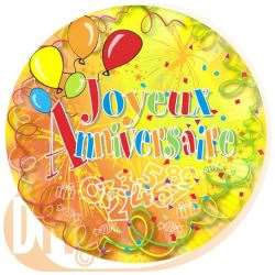 Image de ASSIETTE CARTON Ø23 CM JOYEUX ANNIVERSAIRE - CT DE 150