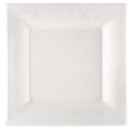 ASSIETTE CARRÉE 'BIONIC' 16x16x1 CM BLANC BAGASSE