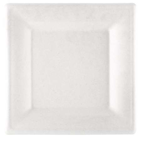 Image de ASSIETTE CARRÉE 'BIONIC' 16x16x1 CM BLANC BAGASSE