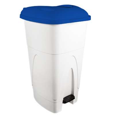 Image de POUBELLE PEDALE GIGA 110L BLANCHE + COUVERCLE BLEU