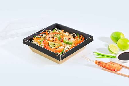 Image de BOITE FOND NOIR + COUVERCLE PET 1200cc LUXIFOOD
