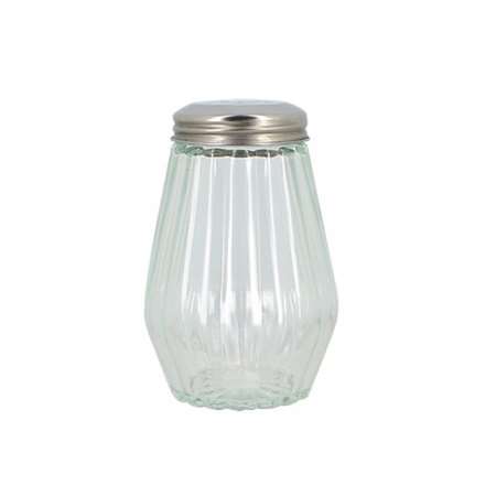 Image de SAUPOUDREUR EN VERRE ET BOUCHON EN ACIER INOXYDABLE 11.5 CM