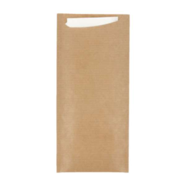 Image de SACS COUVERTS + SERVIETTE 'JUST IN TIME' NATURAL KRAFT
