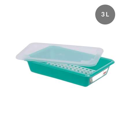 Image de BAC PLAT HACCP VERT + COUVERCLE + GRILLE 3L