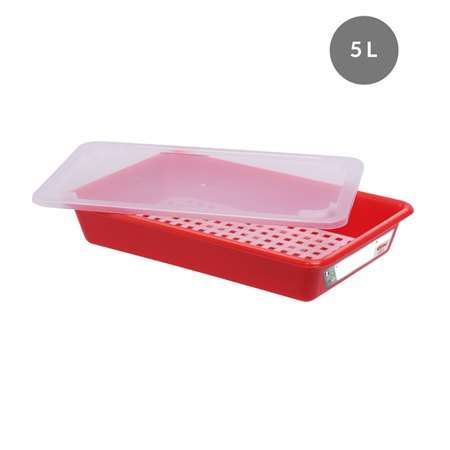Image de BAC PLAT HACCP ROUGE + COUVERCLE + GRILLE 5L