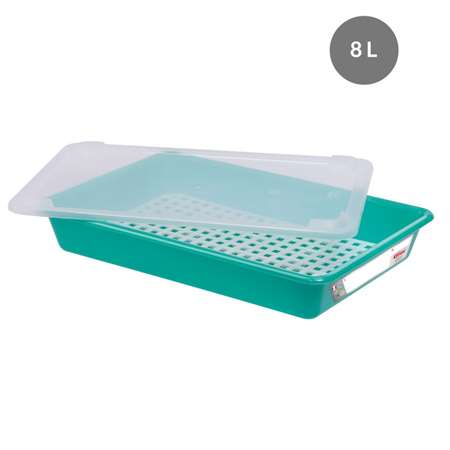 Image de BAC PLAT HACCP VERT + COUVERCLE + GRILLE 8L