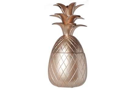 Image de POTICHE ANANAS CUIVRE 16x16x35cm POLYRESINE