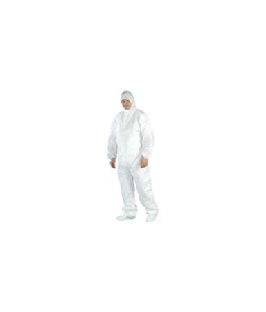 Image de COMBINAISON MICROPORE 65g blanche capuche à glissière XXL