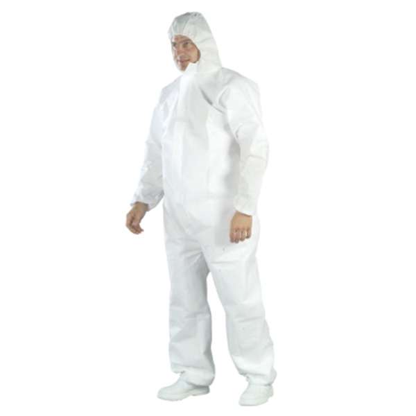 Image de COMBINAISON MICROPORE 65g blanche capuche à glissière XXL
