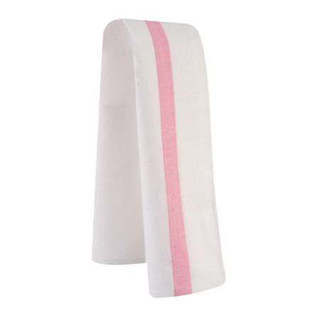 Image de TORCHON TAOSTE BLANC LISERE ROSE Lot.12