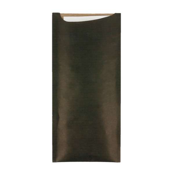 Image de SACS COUVERTS+SERVIETTES 'JUST IN TIME' NOIR KRAFT 8.5x19.5