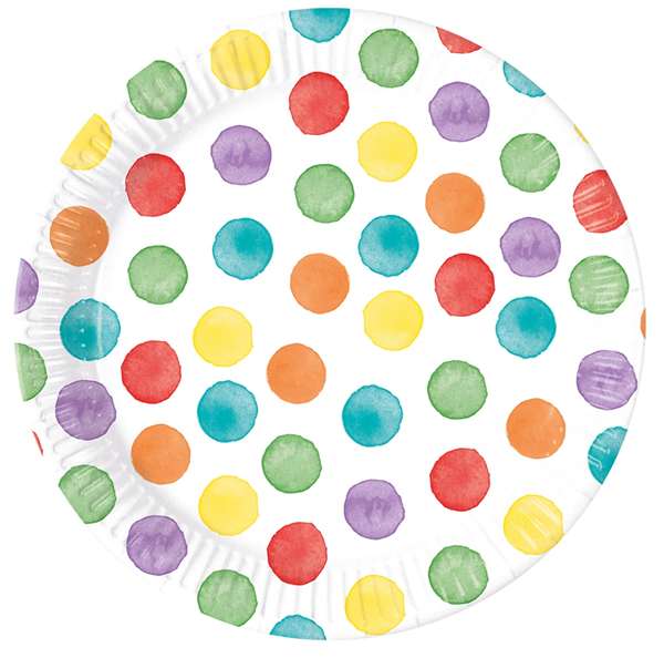 Image de ASSIETTE CARTON Ø23CM MULTIWATER COLOR DOTS