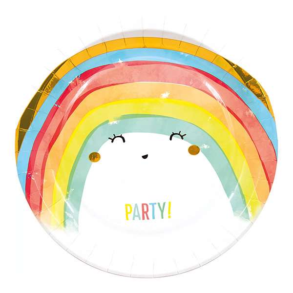 Image de ASSIETTE CARTON Ø23CM RAINBOW PARTY