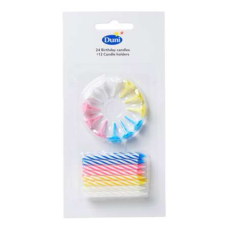 Image de BOUGIE ANNIVERSAIRE ASSORTIE 24 BOUGIES + 12 BOBECHES