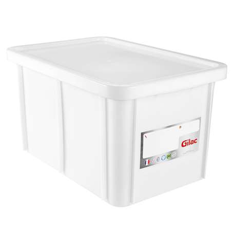 Image de BAC HACCP RECTANGULAIRE + COUVERCLE BLANC 55L