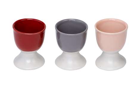 COQUETIER 3 ASSORTIS D.5xH6.8CM GRIS-BORDEAUX-ROSE