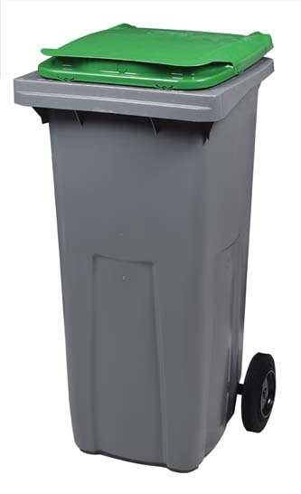 Image de CONTENEUR 2 ROUES 240L GRIS- VERT SANS BARRES