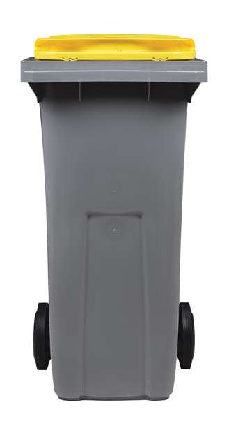 Image de CONTENEUR 2 ROUES 240L GRIS- JAUNE SANS BARRES