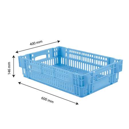 Image de CAISSE AJOUREE EMPILABLE 27 L BLEU 600 X 400