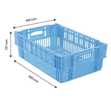 Image de CAISSE AJOUREE EMPILABLE 37 L BLEU 600 X 400