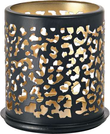 Image de BOUGEOIR SAFARI LEOPARD 75xØ75mm NOIR