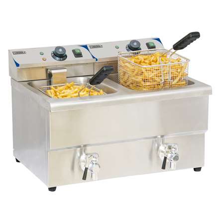 Image de FRITEUSE ELECTRIQUE AVEC VANNE DE VIDANGE 2X8 LITRES 230V