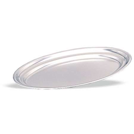 PLAT OVALE A BORDS RONDS ACIER INOX Long.45x Larg. 29.2CM