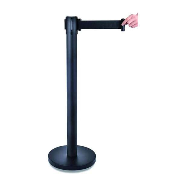 Image de POTEAU H.90CM DEROULEUR A SANGLE + SANGLE NOIR