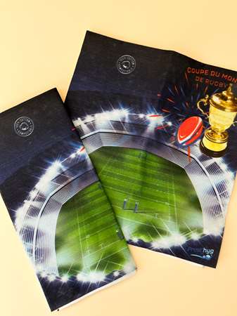 Image de SERVIETTE 40 X 40CM 1/8 DECOR COUPE DU MONDE DE RUGBY