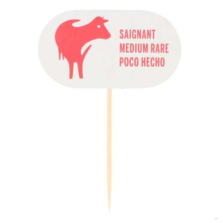 Image de STEAK MARKER 'SAIGNANT' 8 CM BLANC BOIS