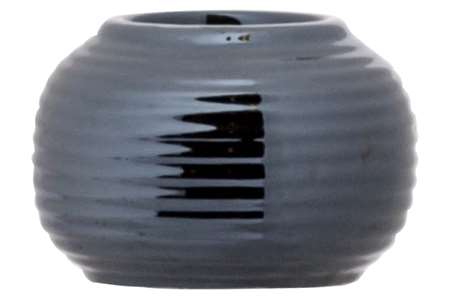Image de BOUGEOIR MIDNIGHT GLAZED BLEU ROND CERAMIQUE