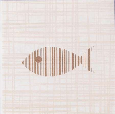 SERVIETTE AIRLAID 40 X 40CM DECOR PESCE CACAO