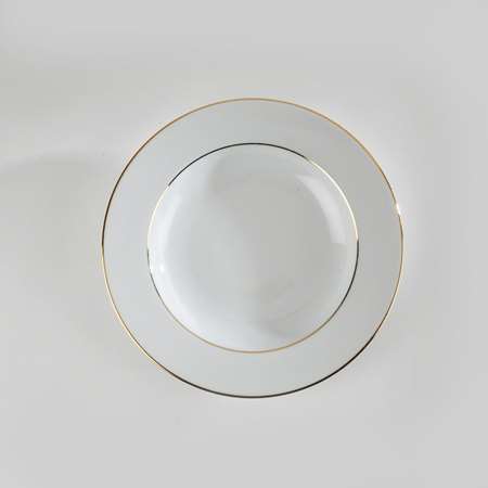 Image de ASSIETTE CREUSE Ø22.5CM CLASSIC FILET OR PORCELAINE BLANC