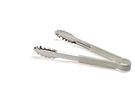 Image de PINCE BUFFET ACIER INOXYDABLE AVEC POIGNEE BLANCHE 30CM