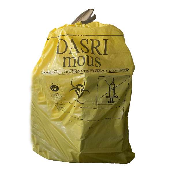 Image de SAC POUBELLE 110L BD DASRI JAUNE LIEN COULISSANT