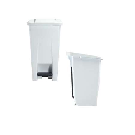 POUBELLE MOBILE A PEDALE 60L CORPS ET COUVERCLE BLANC