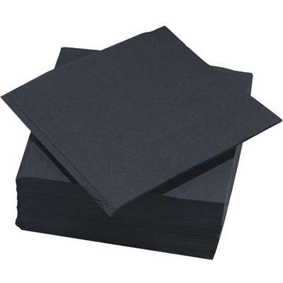 Image de SERVIETTE DOUBLE-POINT 33X33CM NOIR