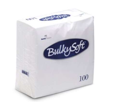 Image de SERVIETTE OUATE BLANCHE 2 PLIS 24X24 BULKYSOFT 1/4