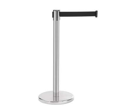 Image de POTEAU DE BALISAGE INOX A SANGLE NOIRE 1.8M
