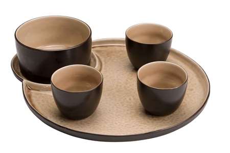 Image de ASSIETTE LAGUNA BEIGE SET APERO 5 PIECES