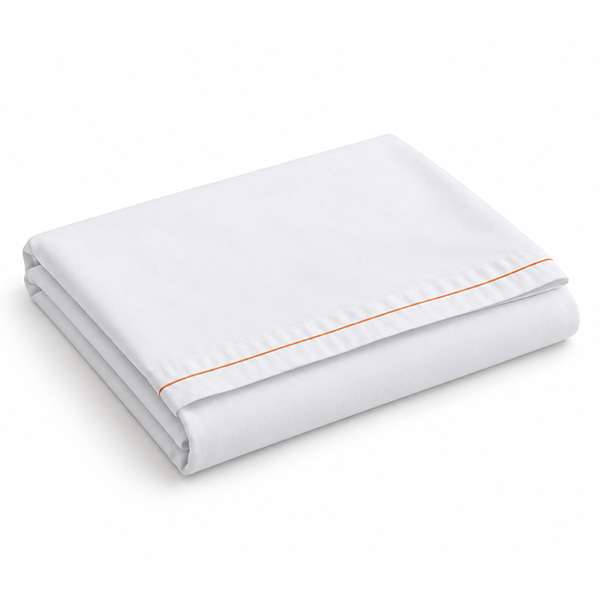 Image de DRAP PLAT 1 PLACE 180X320CM ANAFI BLANC (LISERE ORANGE)