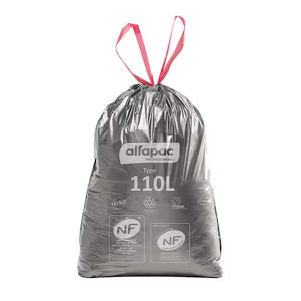 Image de SAC POUBELLE 110L NOIR BD LIEN COULISSANT