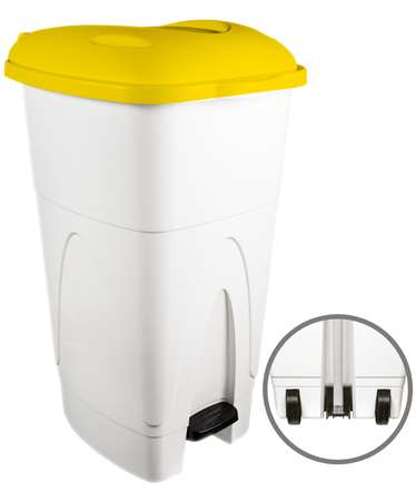 Image de POUBELLE PEDALE GIGA 110L BLANCHE + COUVERCLE VERT