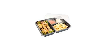 Image de BOITE REPAS A EMPORTER 4 COMPARTIMENT27X27XH.5CM NOIR