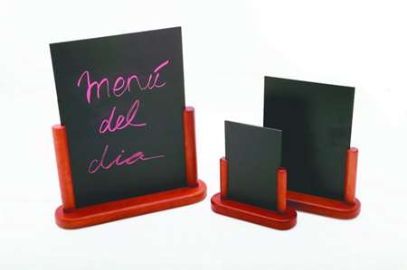 Image de PANNEAU DE TABLE ARDOISE NOIR 21X30CM AVEC BASE BOIS LAQUE