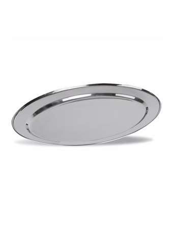 Image de PLAT OVALE A BORDS RONDS ACIER INOX Long. 19x Larg.14CM