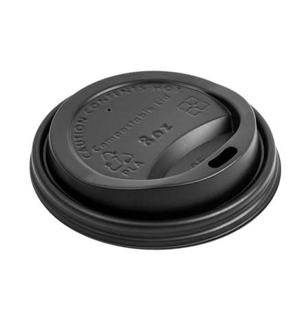 Image de COUVERCLES POUR GOBELETS 240 ML 'BIODEGRADABLE' NOIR CPLA