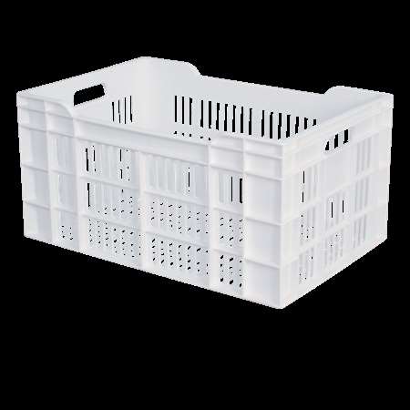 CAISSE AJOUREE 600 X 400 X 300MM 60L BLANC