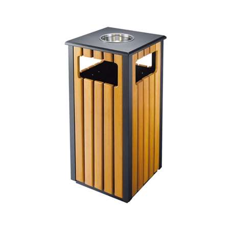 POUBELLE/CENDRIER, EXTÉRIEUR 35x35x81 CM MARRON BOIS