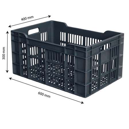 CAISSE AJOUREE 60X40X30CM 60L GRIS